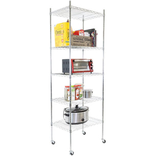 Storage - 5 Tier Wire Shelving with Wheels - Mount-It! - MI-7862 Storage - 5 Tier Wire Shelving with Wheels - Mount-It! - MI-7862