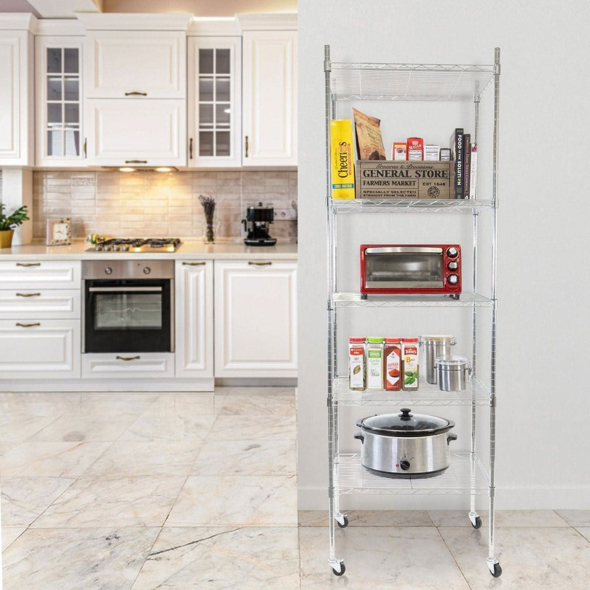 Storage - 5 Tier Wire Shelving with Wheels - Mount-It! - MI-7862