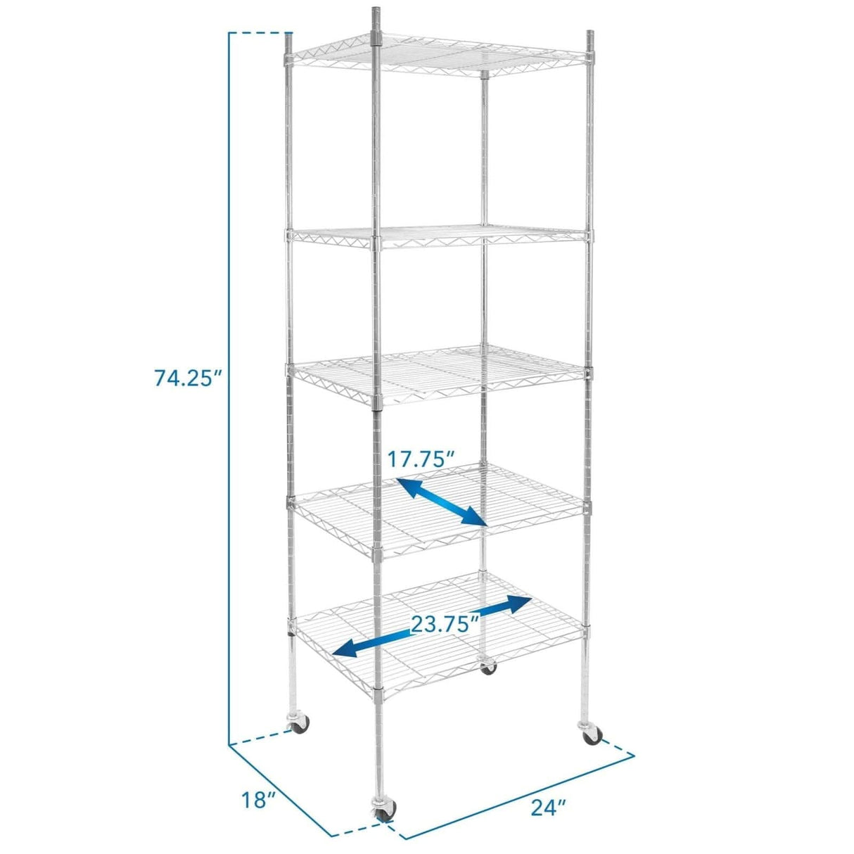 Storage - 5 Tier Wire Shelving with Wheels - Mount-It! - MI-7862