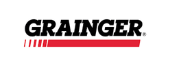 Black bold uppercase text spelling "GRAINGER" with a registered trademark symbol at the upper right corner and a horizontal red bar with four vertical red stripes beneath the text on a white background. Black bold uppercase text spelling "GRAINGER" with a registered trademark symbol at the upper right corner and a horizontal red bar with four vertical red stripes beneath the text on a white background.