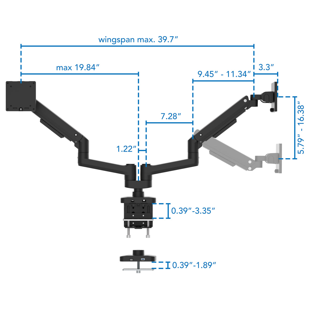 Heavy-Duty Dual Monitor Mount with Gas Spring Arms Heavy-Duty Dual Monitor Mount with Gas Spring Arms