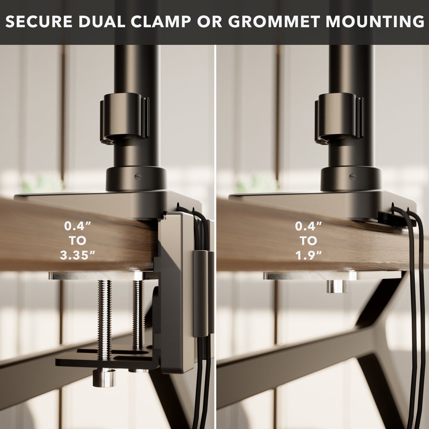 Heavy-Duty Dual Stacking Monitor Mount with Pole & Gas Spring Arms