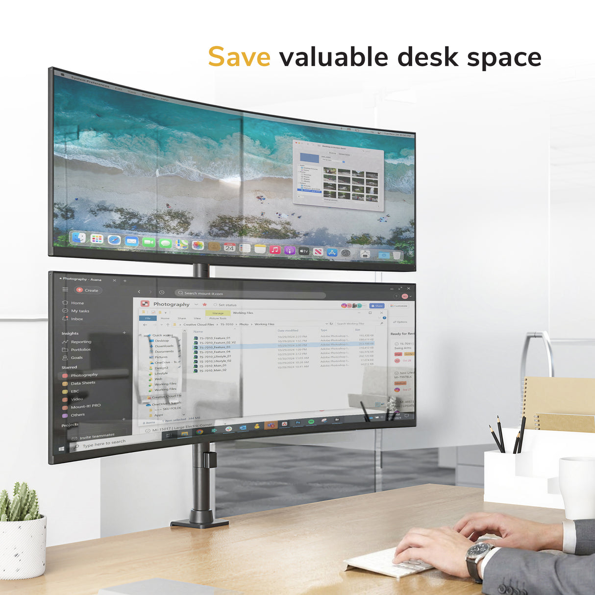 Vertical Stacking Dual Monitor Mount - Image 3 - Mount-It!