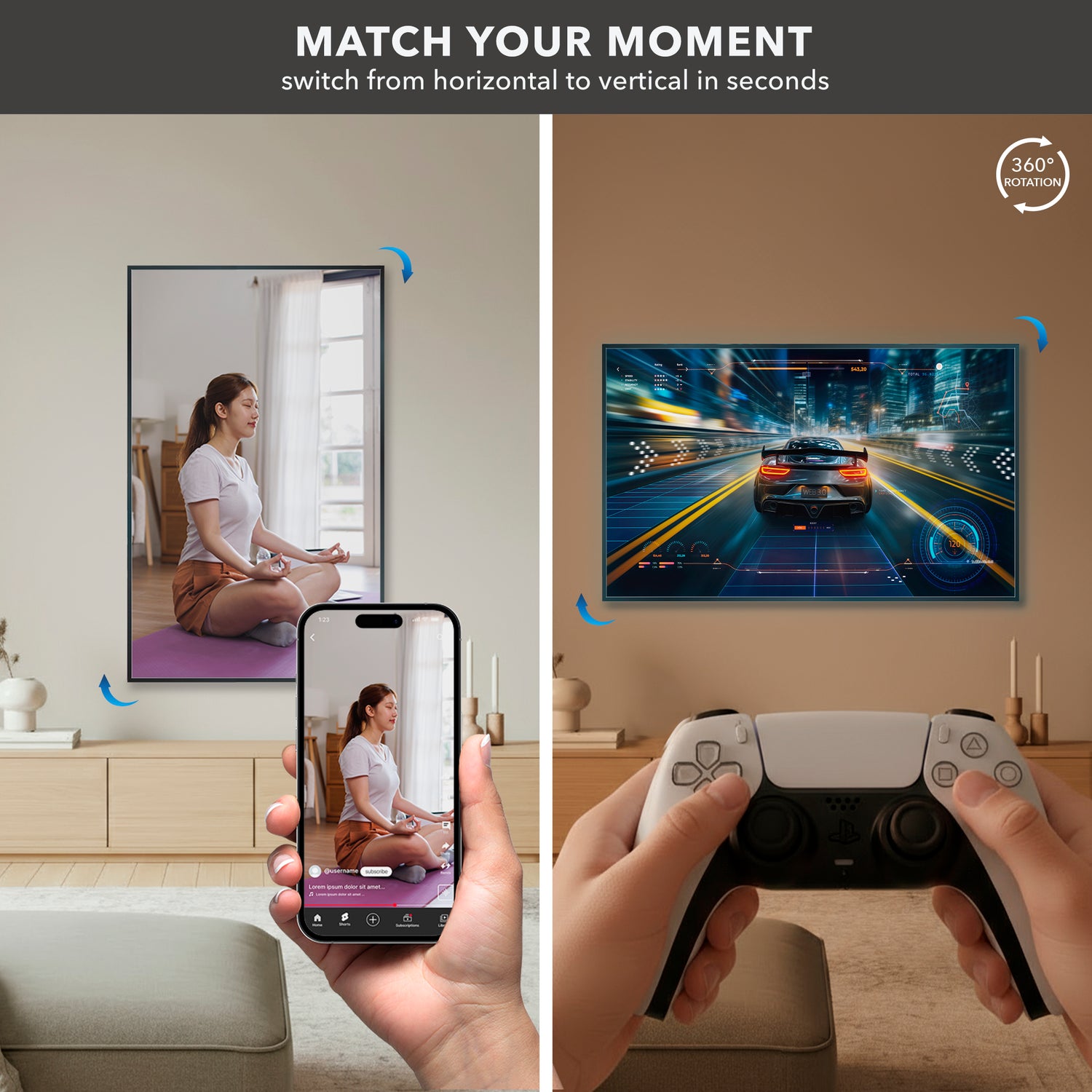 TV Wall Mount With Full 360 Degree Rotation