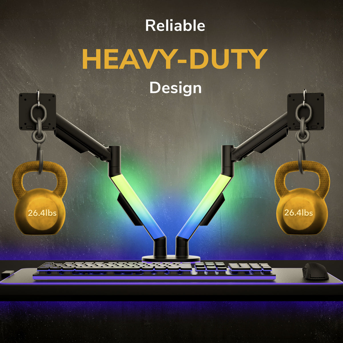Dual Monitor Mount with RGB Lighting