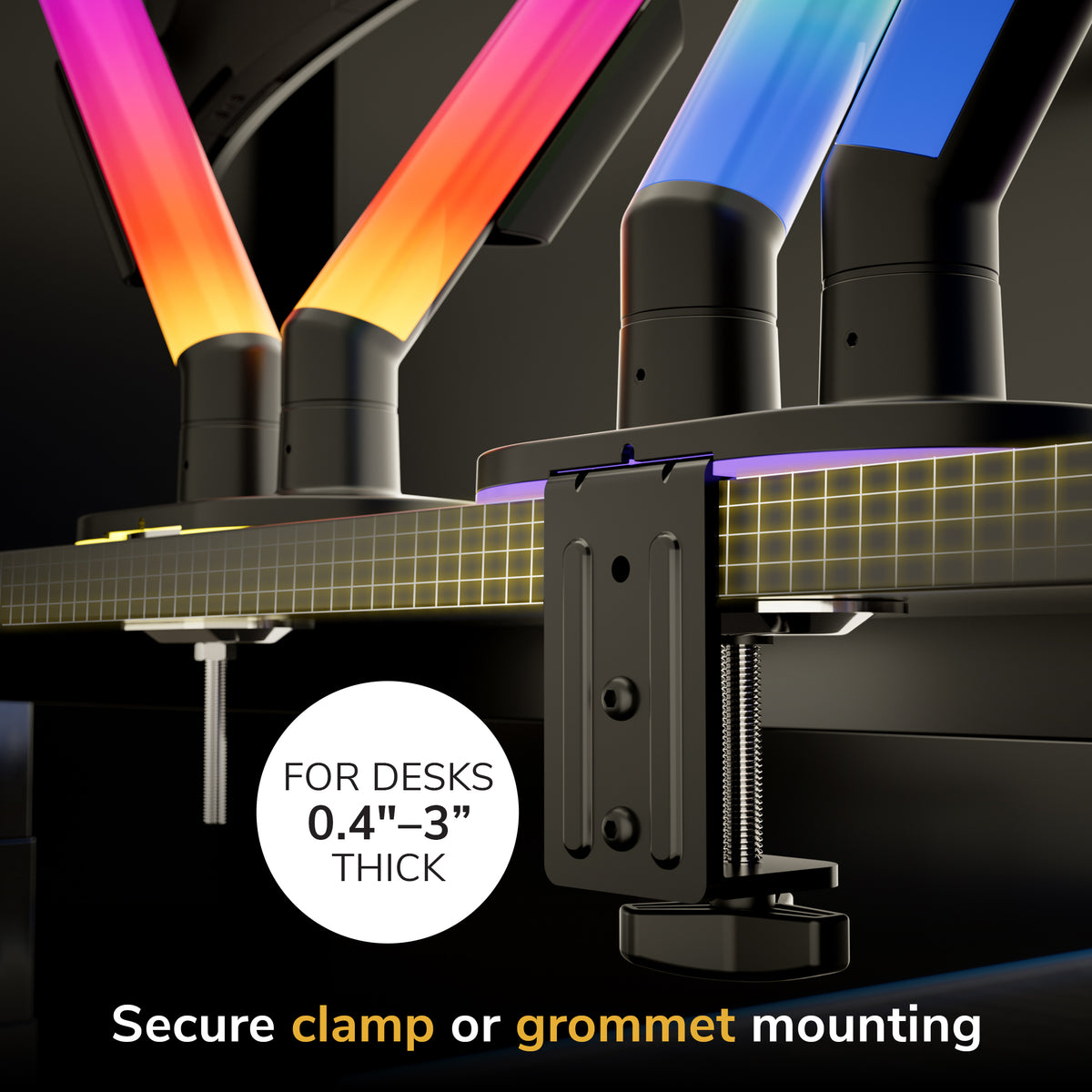 Dual Monitor Mount with RGB Lighting