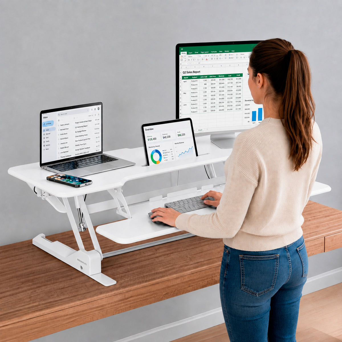 Large Standing Desk Converter with 47" Desktop