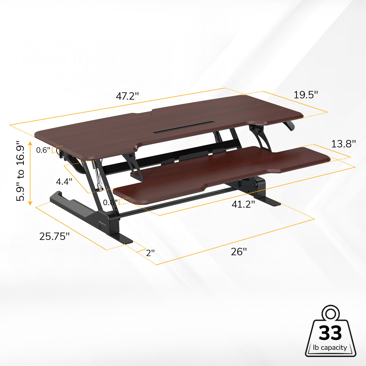 Large Standing Desk Converter with 47" Desktop