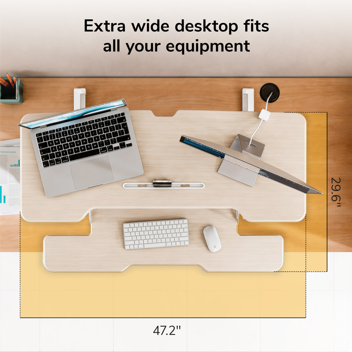 Large Standing Desk Converter with 47" Desktop