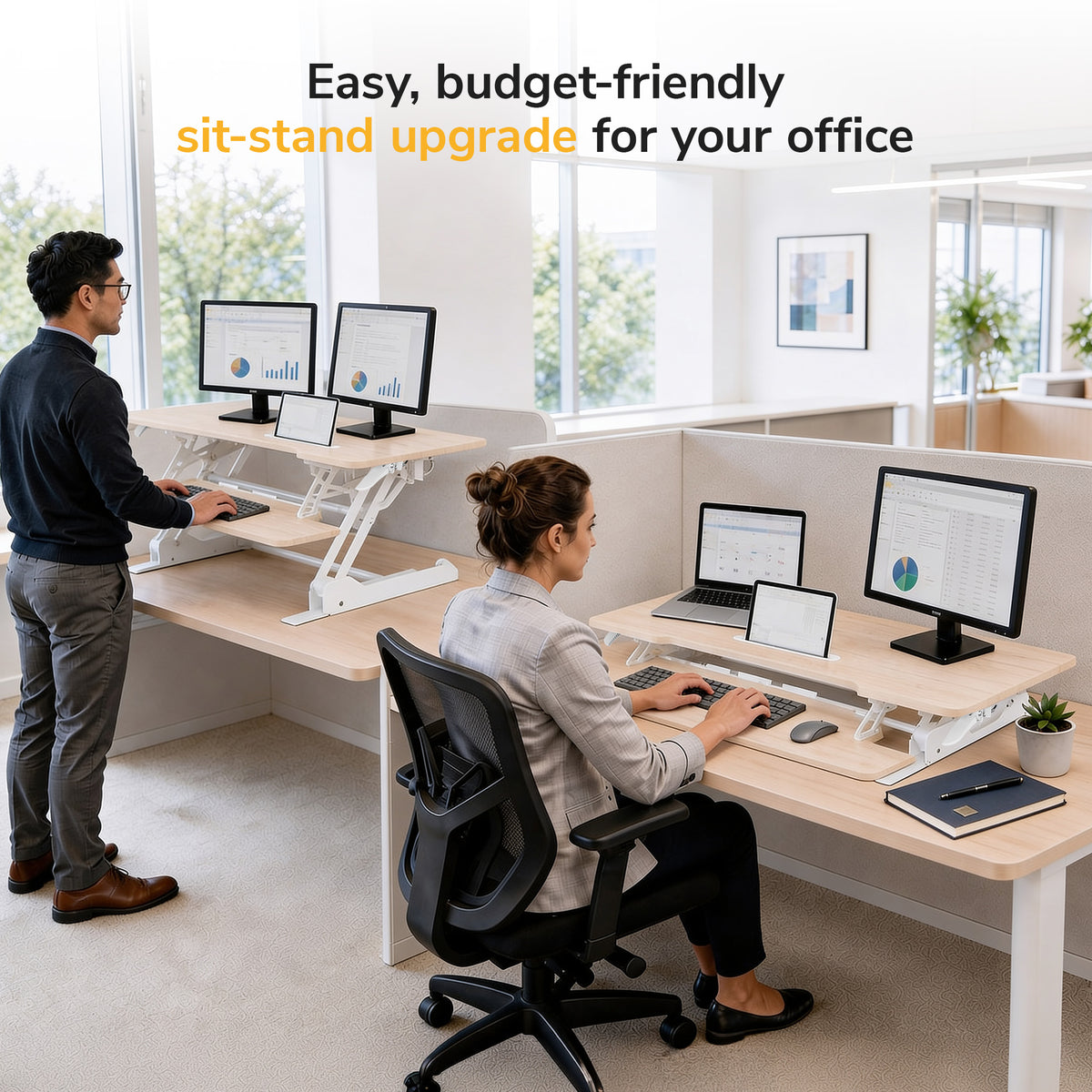 Large Standing Desk Converter with 47" Desktop