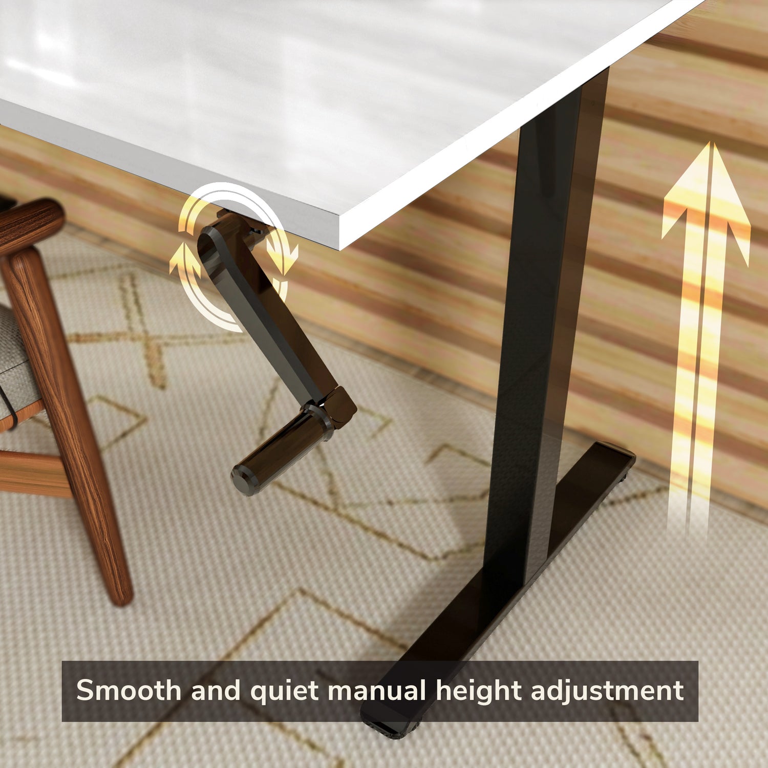 Hand Crank Standing Desk with 55" Tabletop - Black Base