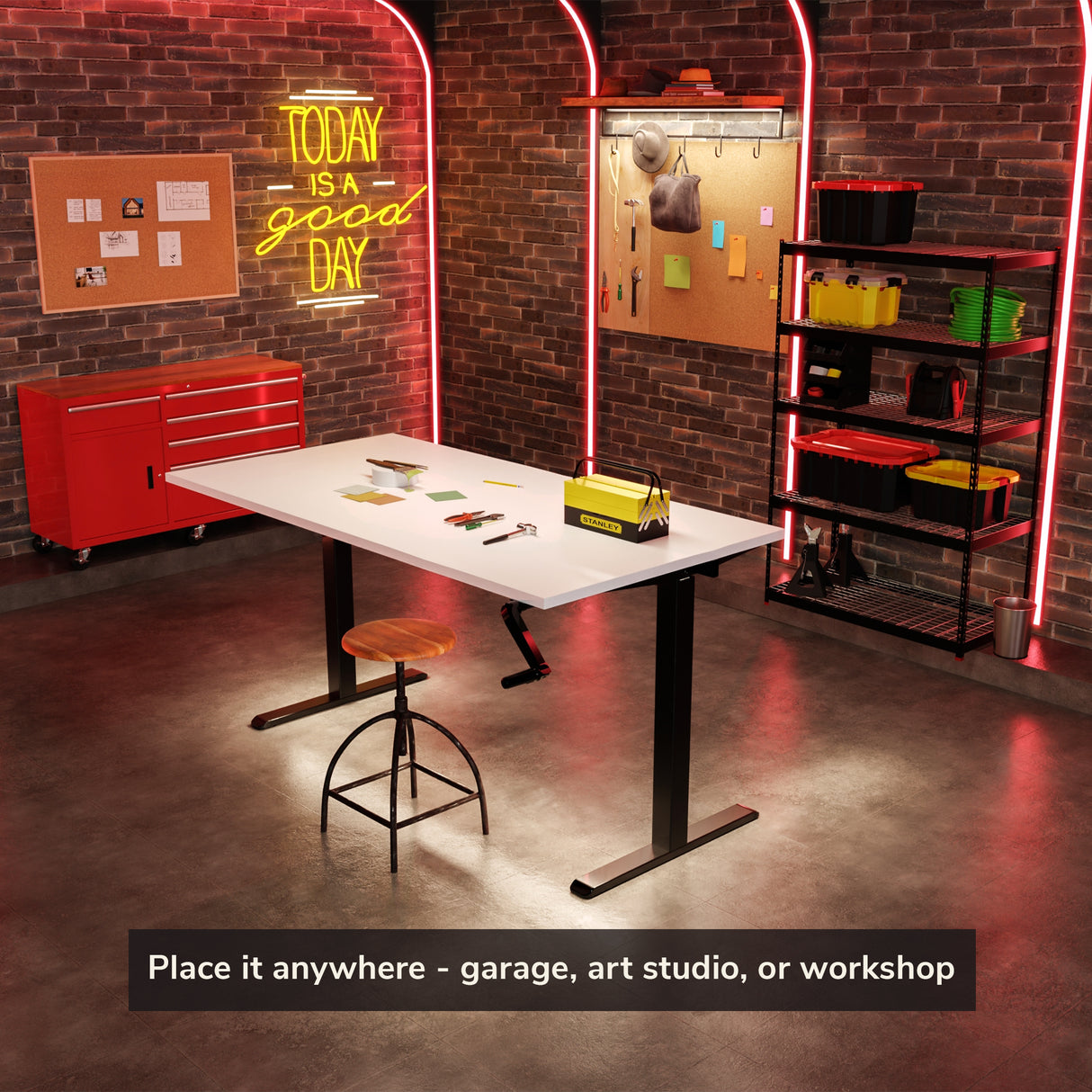 Hand Crank Standing Desk with 55" Tabletop - Black Base Hand Crank Standing Desk with 55" Tabletop - Black Base