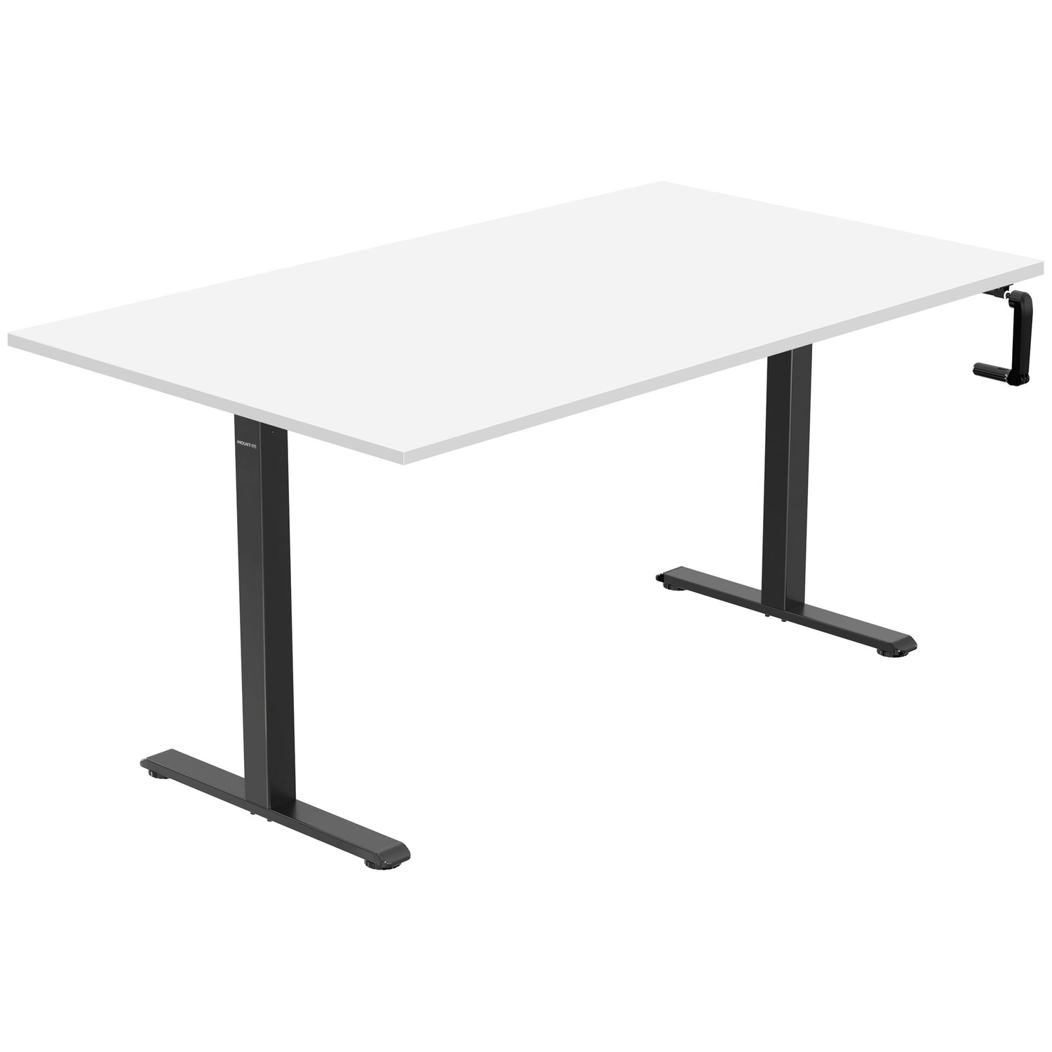 Hand Crank Standing Desk with 55" Tabletop - Black Base