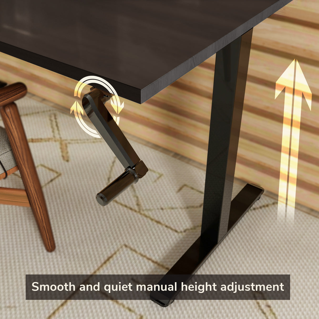 Hand Crank Standing Desk with 55" Tabletop - Black Base Hand Crank Standing Desk with 55" Tabletop - Black Base