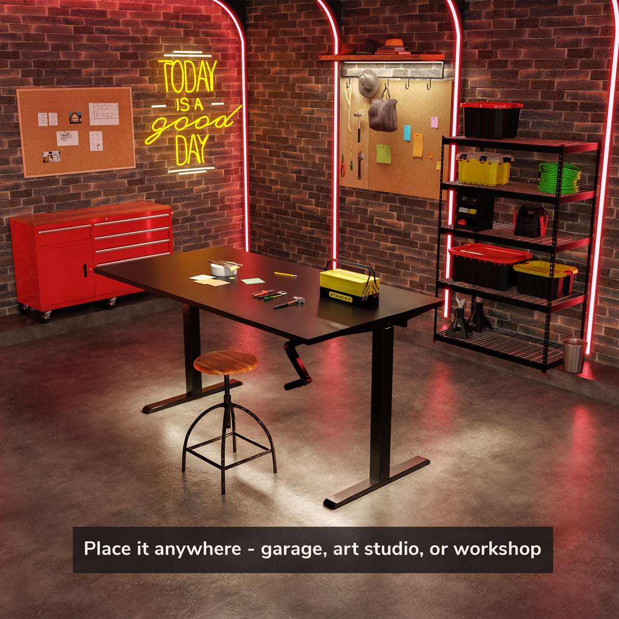 Hand Crank Standing Desk with 55" Tabletop - Black Base Hand Crank Standing Desk with 55" Tabletop - Black Base