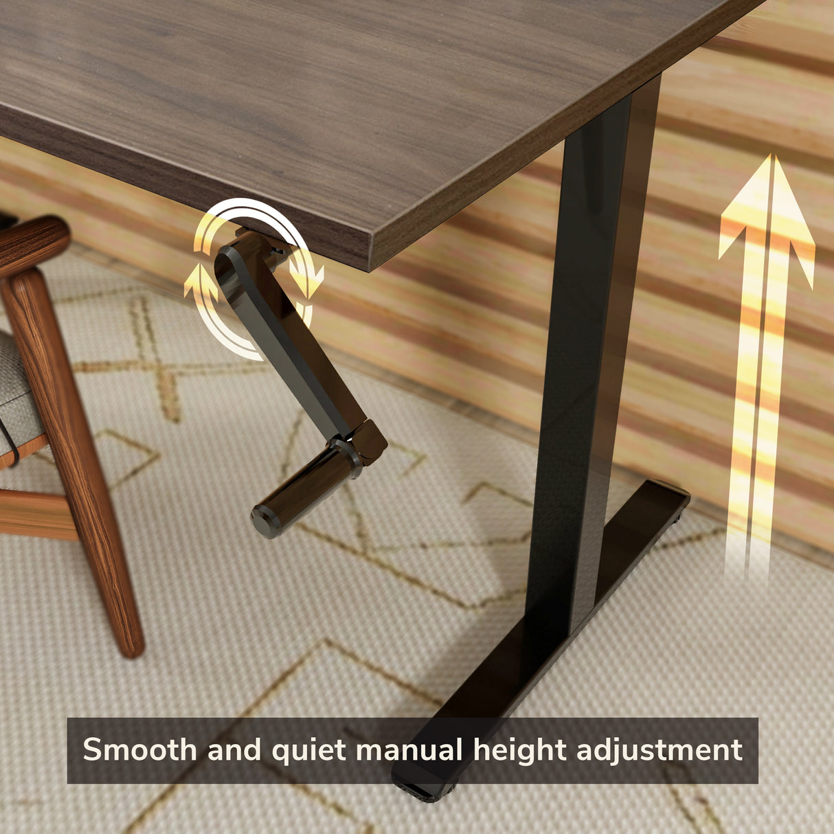 Hand Crank Standing Desk with 55" Tabletop - Black Base Hand Crank Standing Desk with 55" Tabletop - Black Base