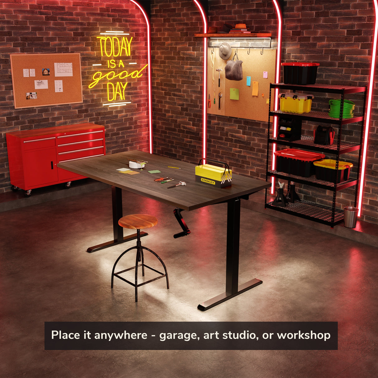 Hand Crank Standing Desk with 55" Tabletop - Black Base Hand Crank Standing Desk with 55" Tabletop - Black Base