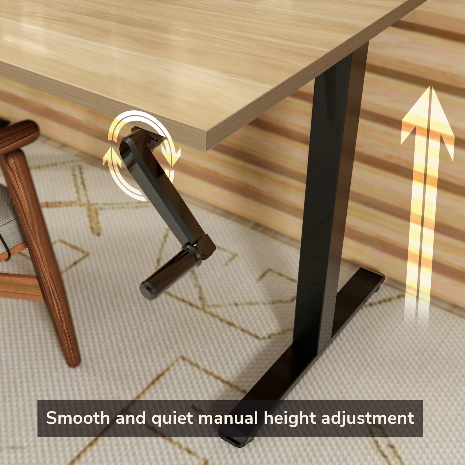 Hand Crank Standing Desk with 55" Tabletop - Black Base