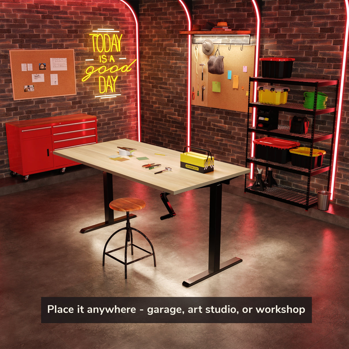 Hand Crank Standing Desk with 55" Tabletop - Black Base Hand Crank Standing Desk with 55" Tabletop - Black Base