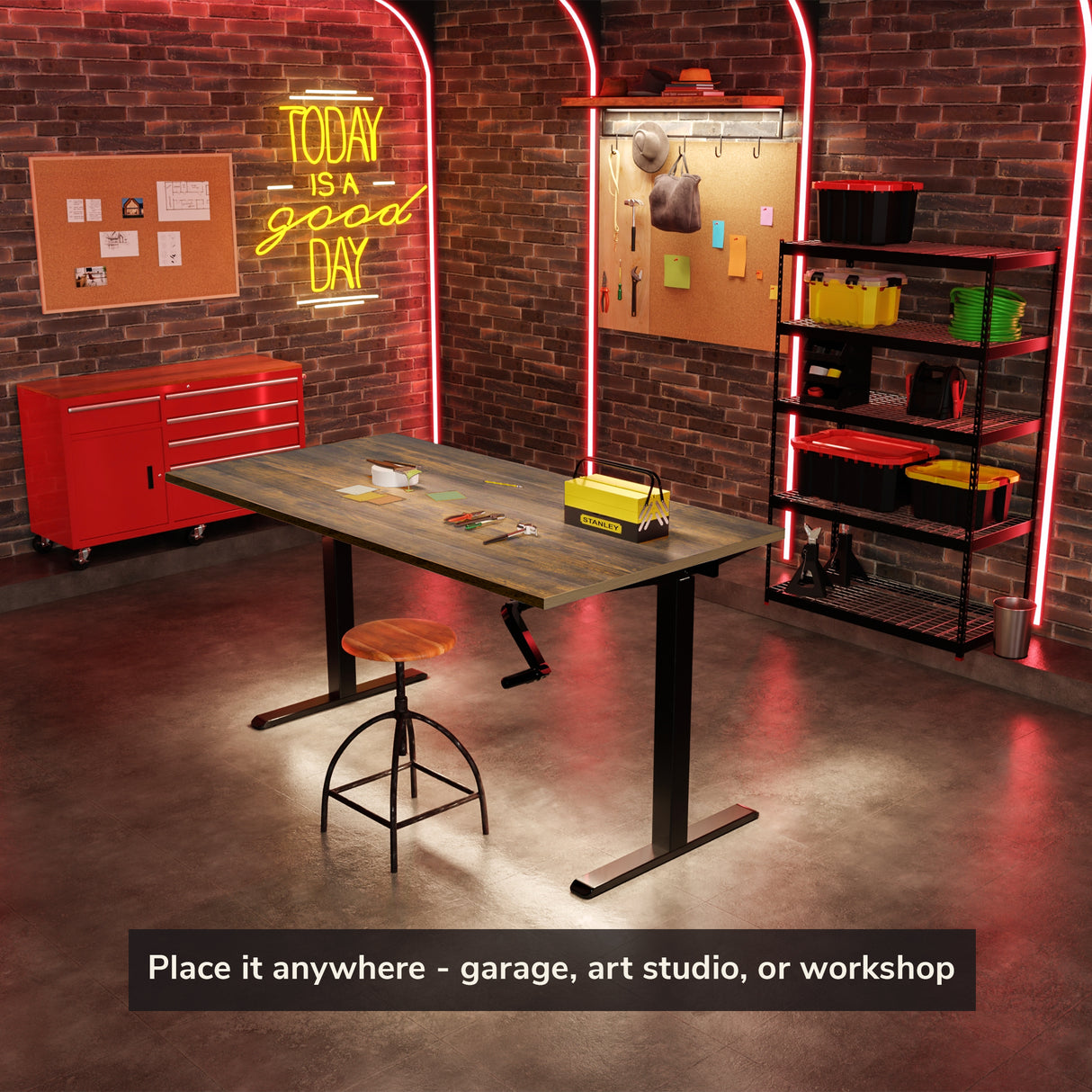 Hand Crank Standing Desk with 55" Tabletop - Black Base Hand Crank Standing Desk with 55" Tabletop - Black Base