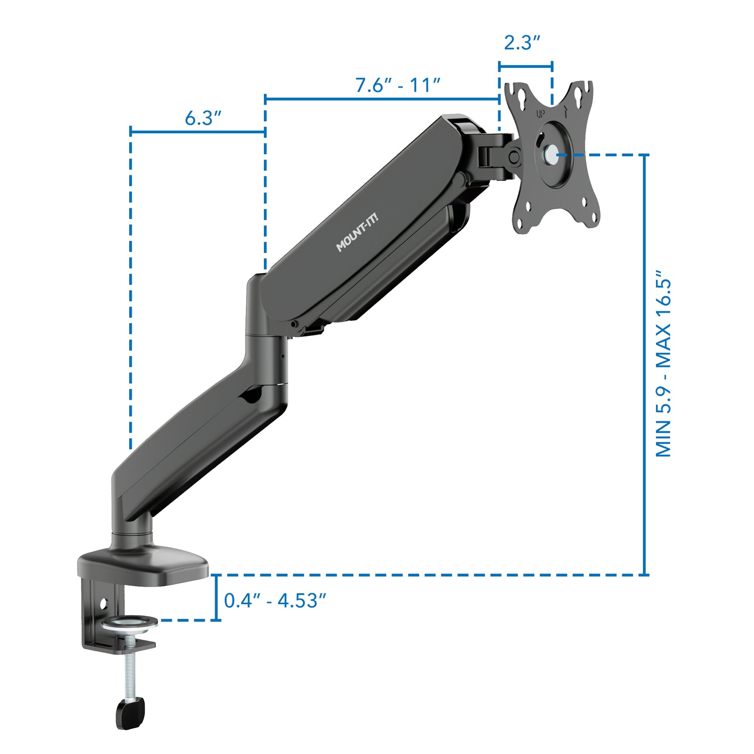Single Monitor Desk Mount with Gas Spring Arm