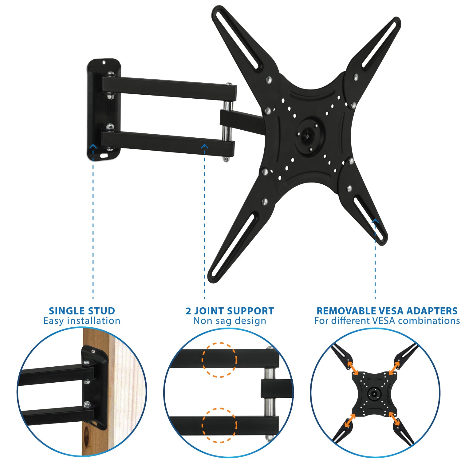 Full Motion Swivel Bracket TV Wall Mount