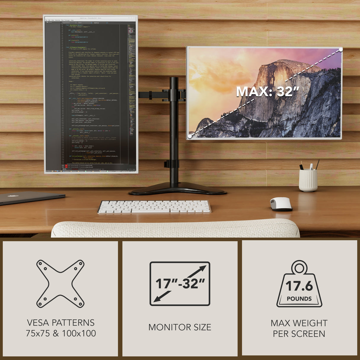 Full-Motion Dual Monitor Stand