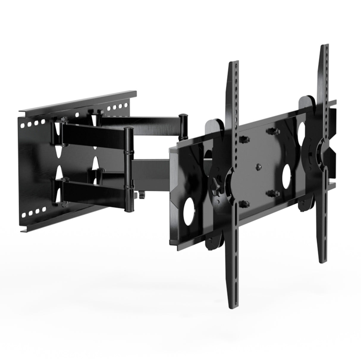 Heavy Duty Full Motion TV Wall Mount with Extension Heavy Duty Full Motion TV Wall Mount with Extension featuring a dual arm design and sturdy steel construction, designed to support large, heavy TVs up to 220 pounds. Offers full motion capabilities with 45-degree swivel, 15-degree tilt, and extends from 3.7 inches to nearly 20 inches from the wall for optimal viewing flexibility. Compatible with VESA patterns up to 800mm by 400mm.