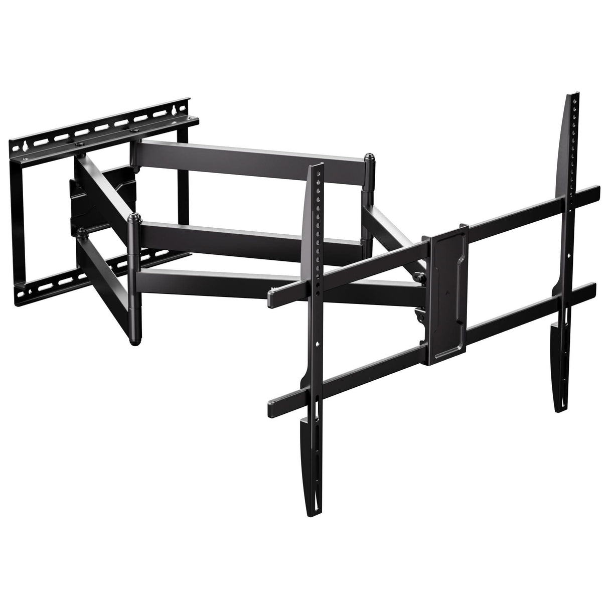 The Mount-It! Full Motion TV Wall Mount with Extra Long Extension in black features adjustable arms that swivel and tilt, allowing you to securely mount your flat-screen TV and extend it from the wall for flexible viewing angles.