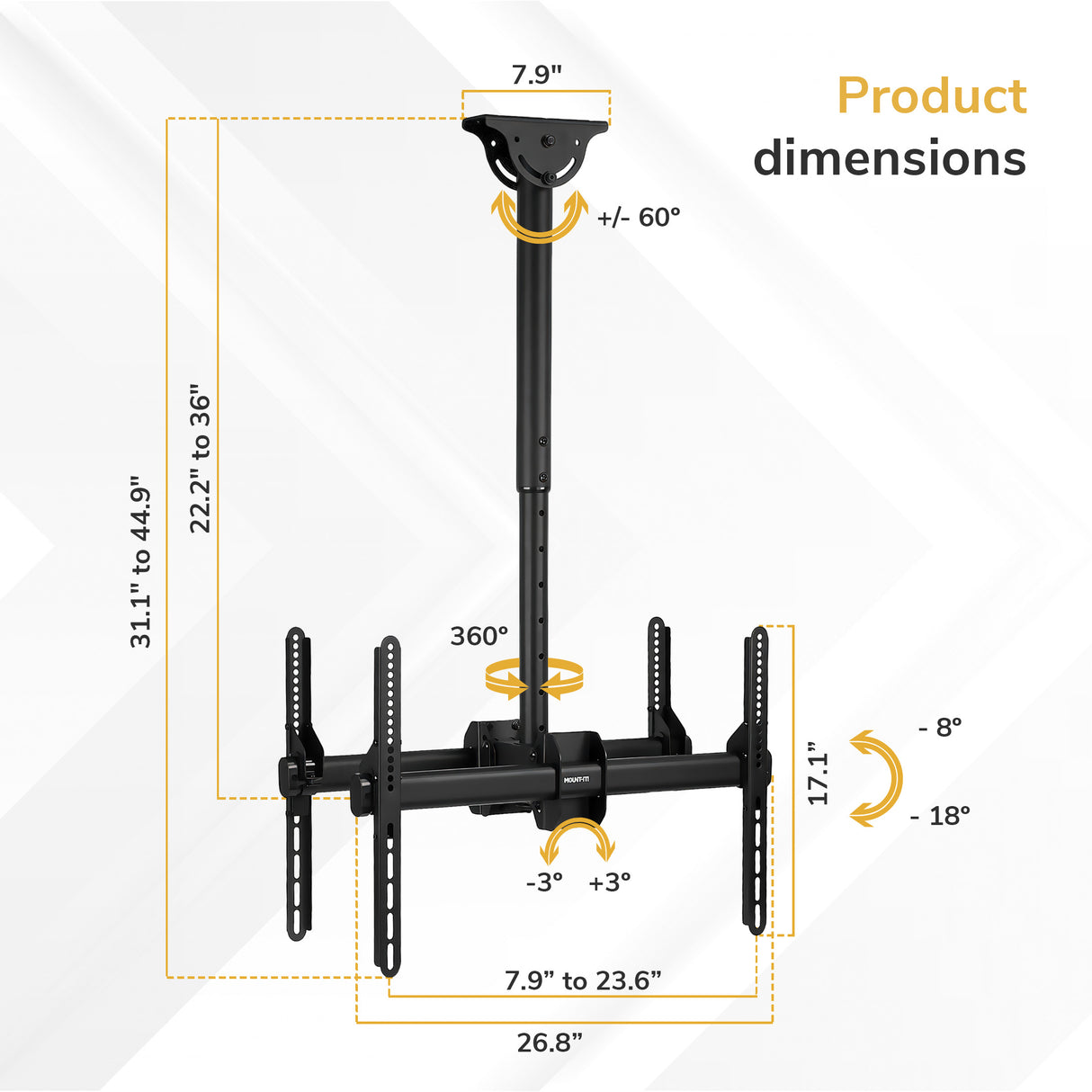Heavy Duty Dual TV Ceiling Mount - Image 9 - Mount-It!