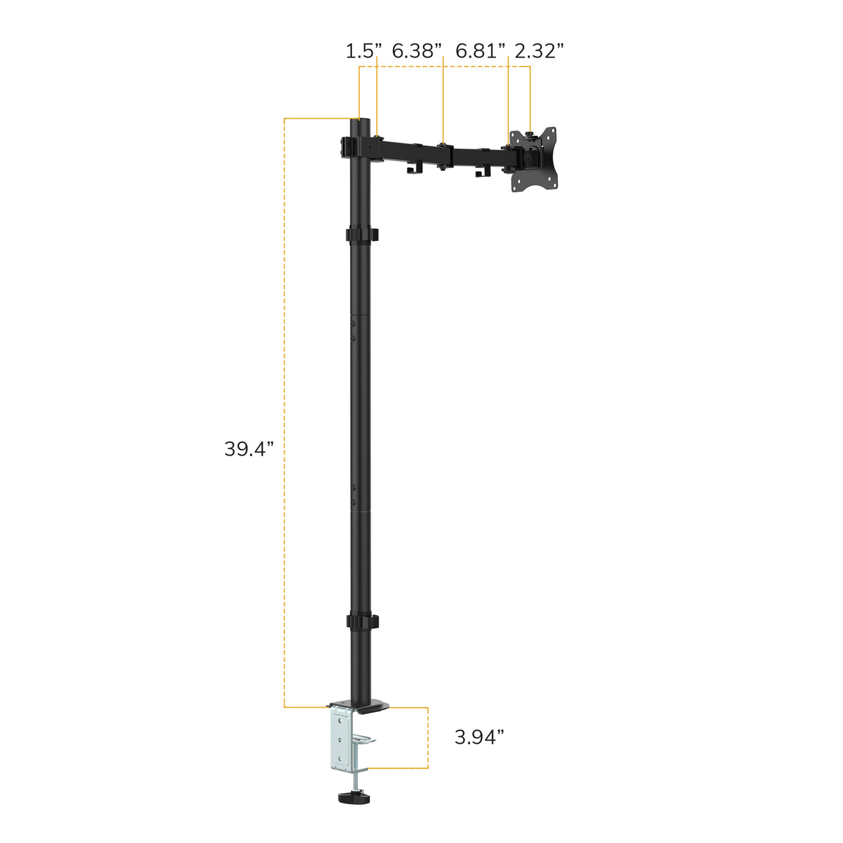 Full-Motion Monitor Mount with Extra-Tall Pole