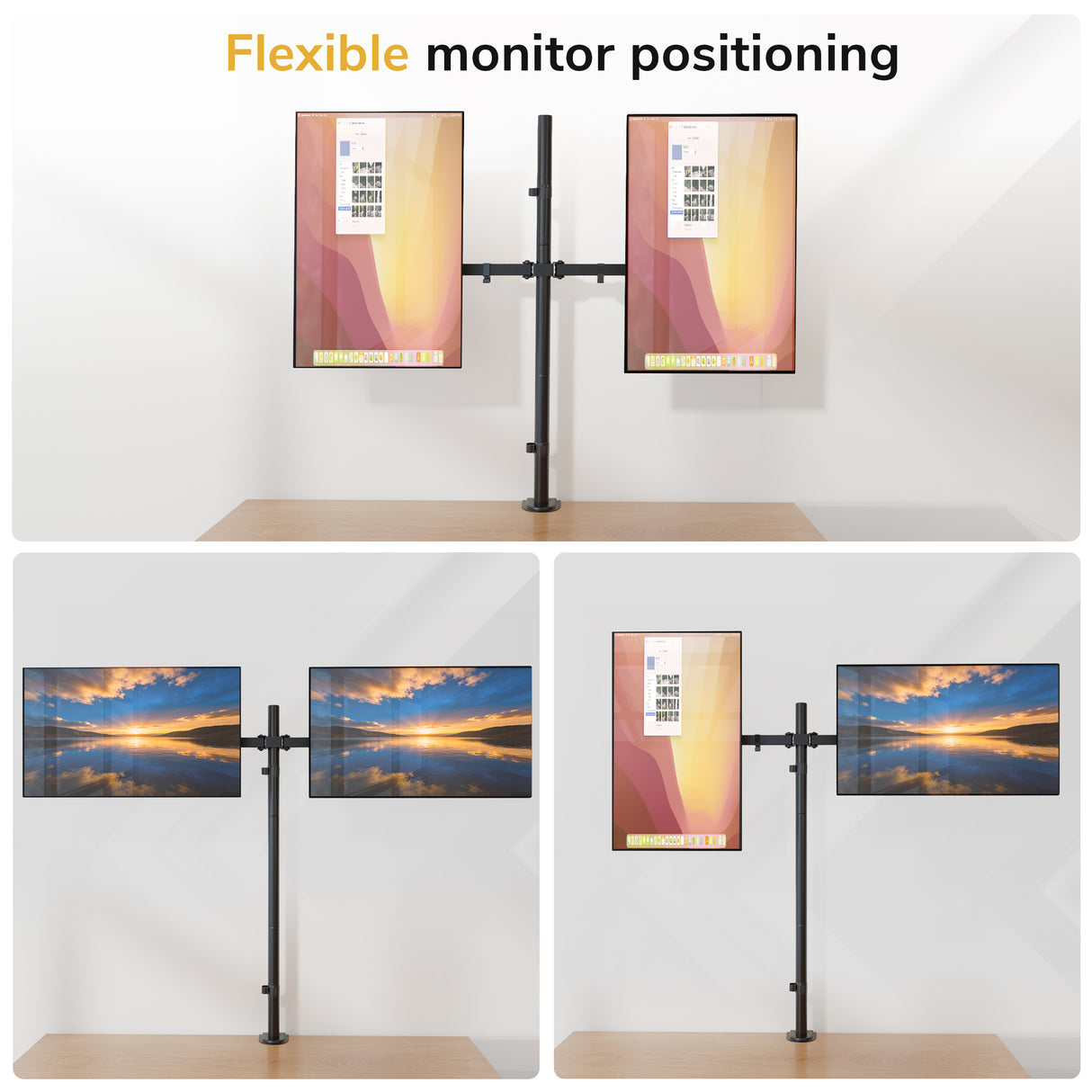 Full Motion Dual Monitor Mount with Extra-Tall Pole