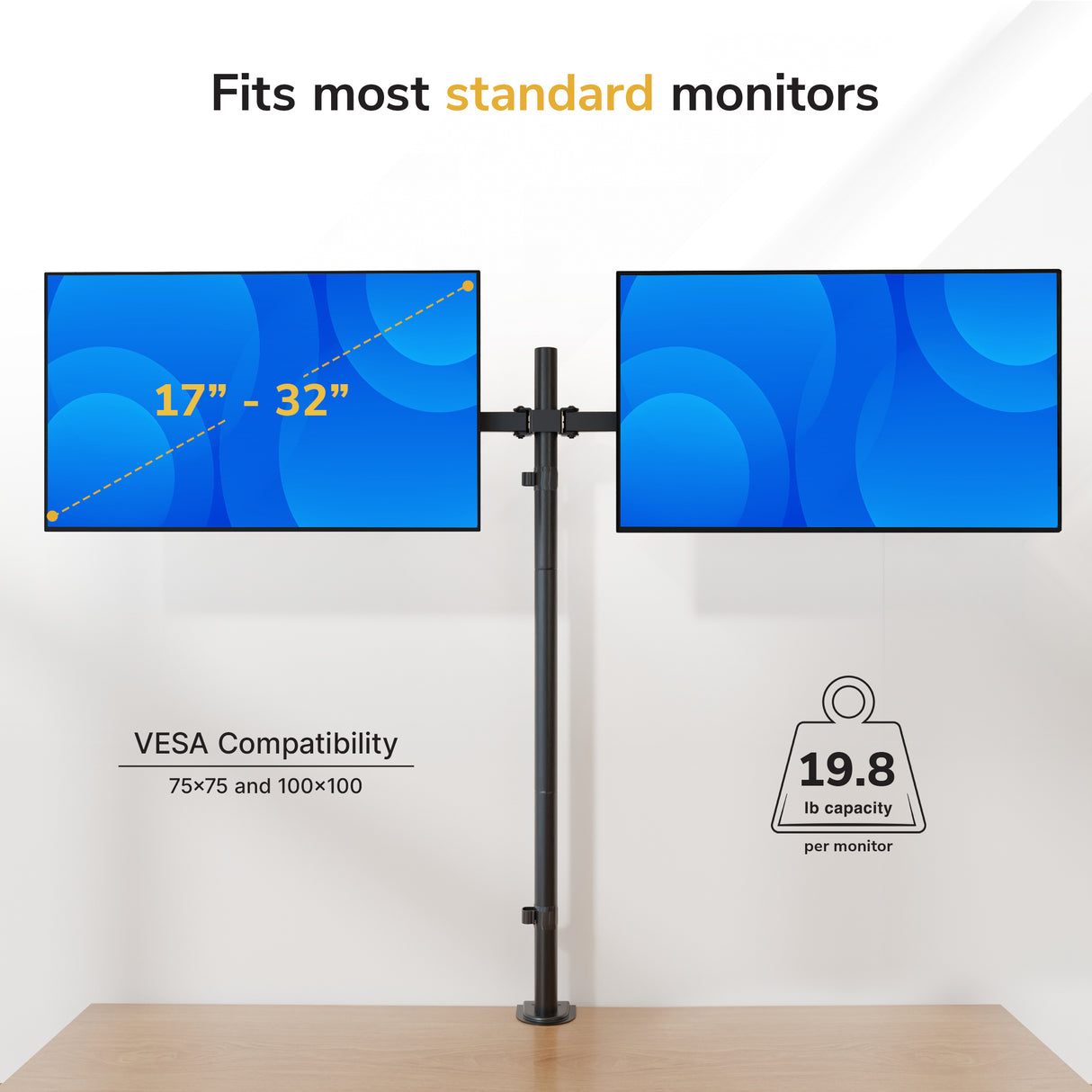 Full Motion Dual Monitor Mount with Extra-Tall Pole