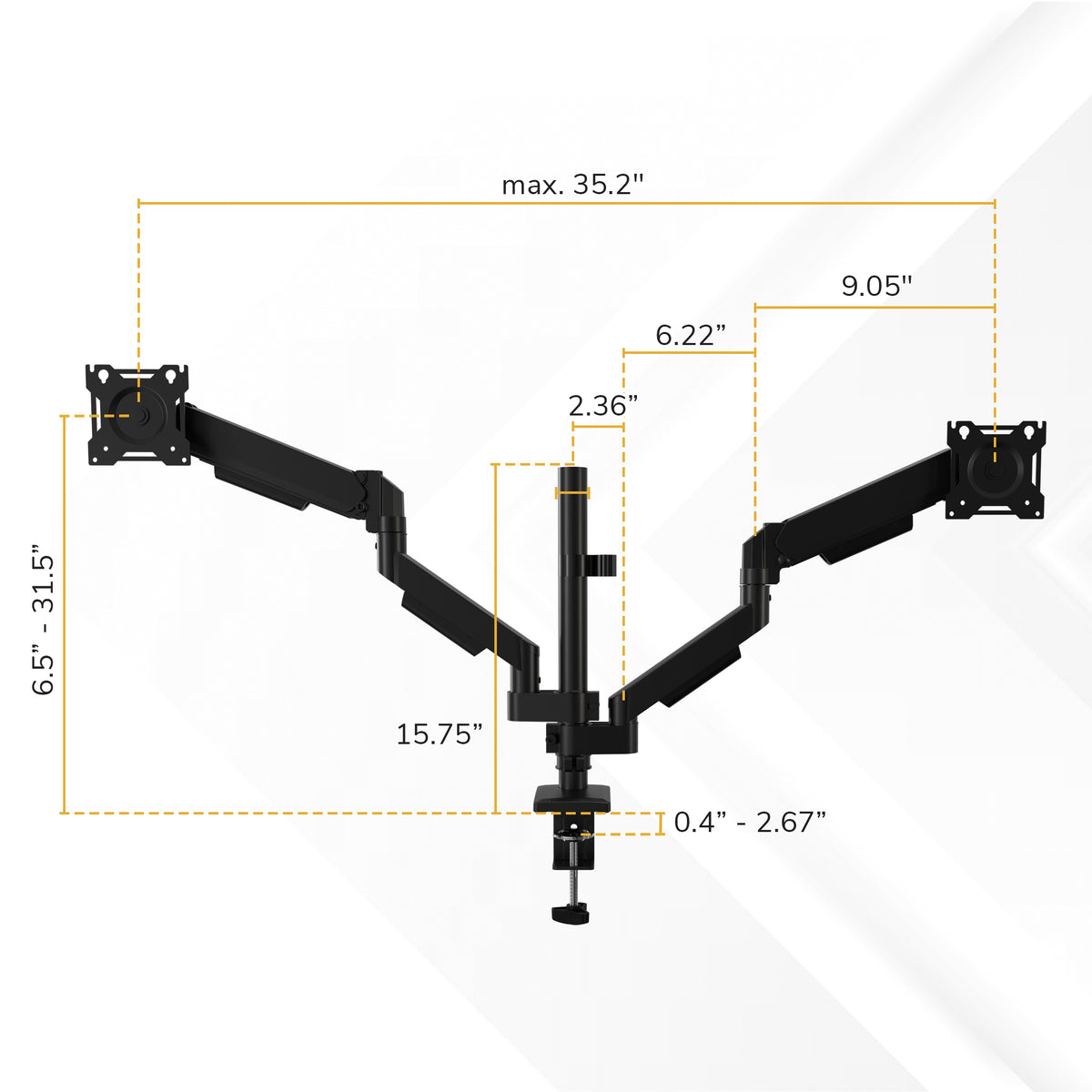 Dual Monitor Mount with Stackable Gas Spring Arms