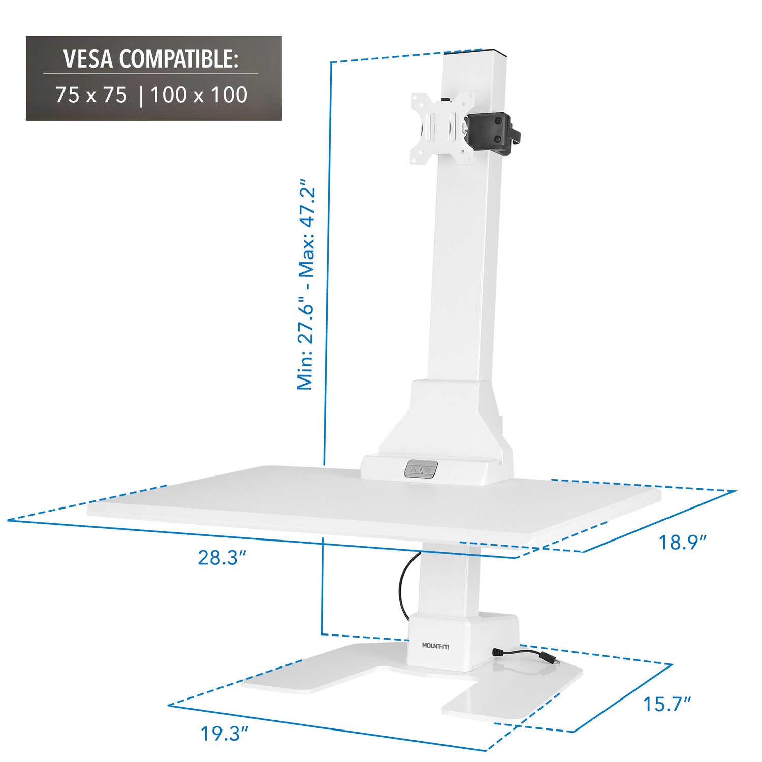 White standing desk converter