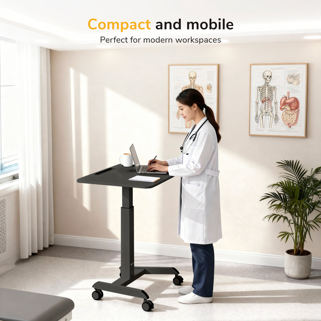 Sit-Stand Mobile Laptop Cart