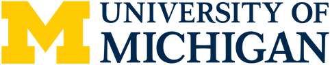 The image features the University of Michigan logo consisting of a large yellow block "M" positioned to the left of the words "University of Michigan" written in dark blue capital letters, with "University of" stacked above "Michigan". The design is clean and simple, using the school's official colors against a white background, representing the institution's visual identity. The image features the University of Michigan logo consisting of a large yellow block "M" positioned to the left of the words "University of Michigan" written in dark blue capital letters, with "University of" stacked above "Michigan". The design is clean and simple, using the school's official colors against a white background, representing the institution's visual identity.