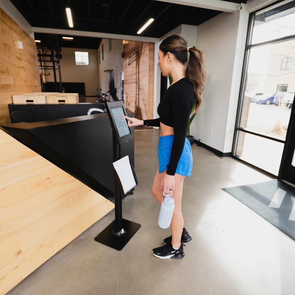 Anti-Theft Tablet Kiosk with Document Holder for iPad, iPad Air, iPad Pro Tablet Stand - Anti-Theft Tablet Kiosk with Document Holder for iPad, iPad Air, iPad Pro - Mount-It! -