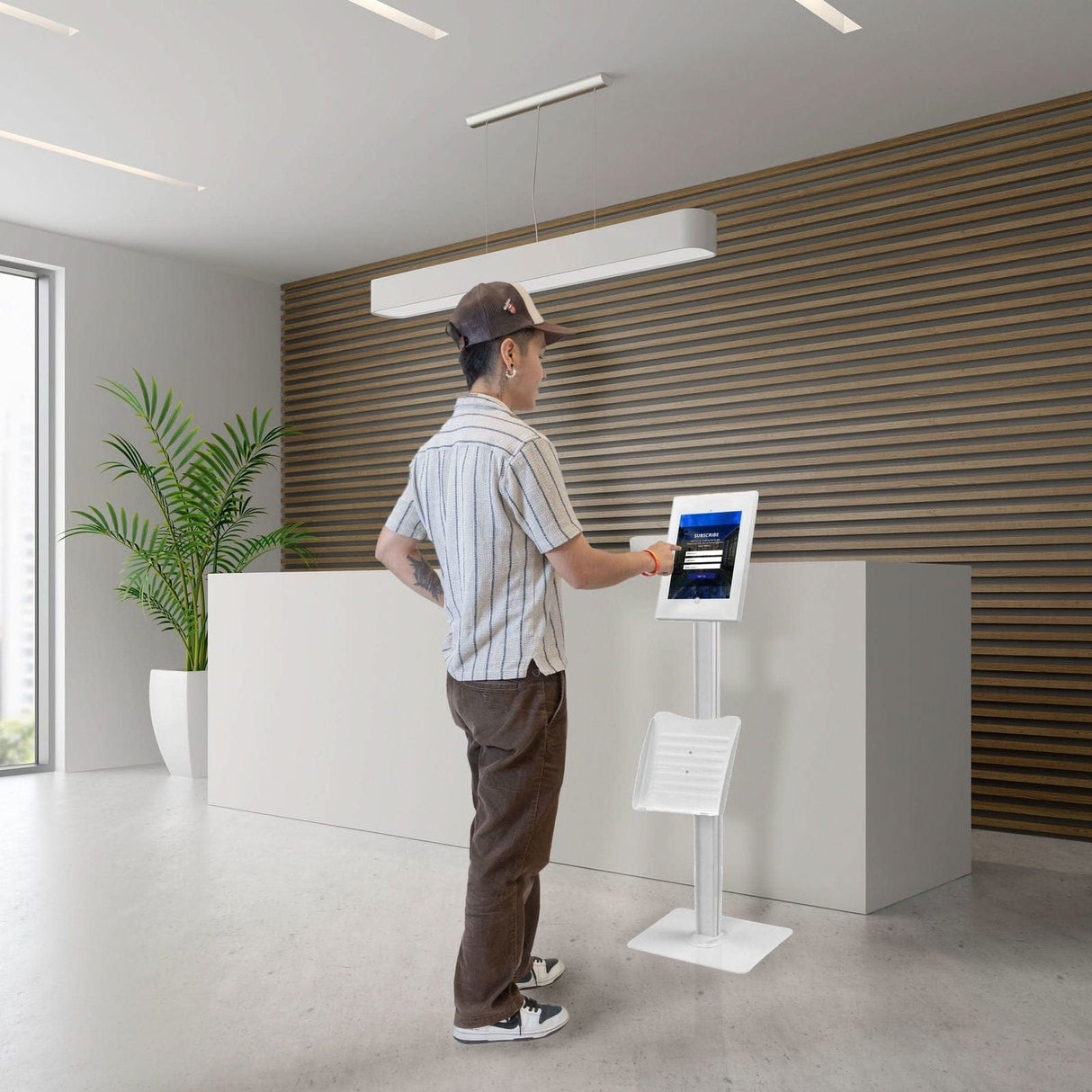 Anti-Theft Tablet Kiosk with Document Holder for iPad, iPad Air, iPad Pro Tablet Stand - Anti-Theft Tablet Kiosk with Document Holder for iPad, iPad Air, iPad Pro - Mount-It! -