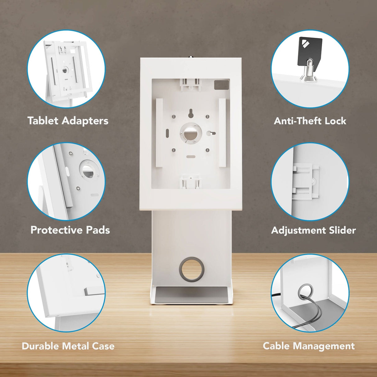 Tablet Stand - Anti-Theft Tablet Kiosk with Printer Shelf - Mount-It! -