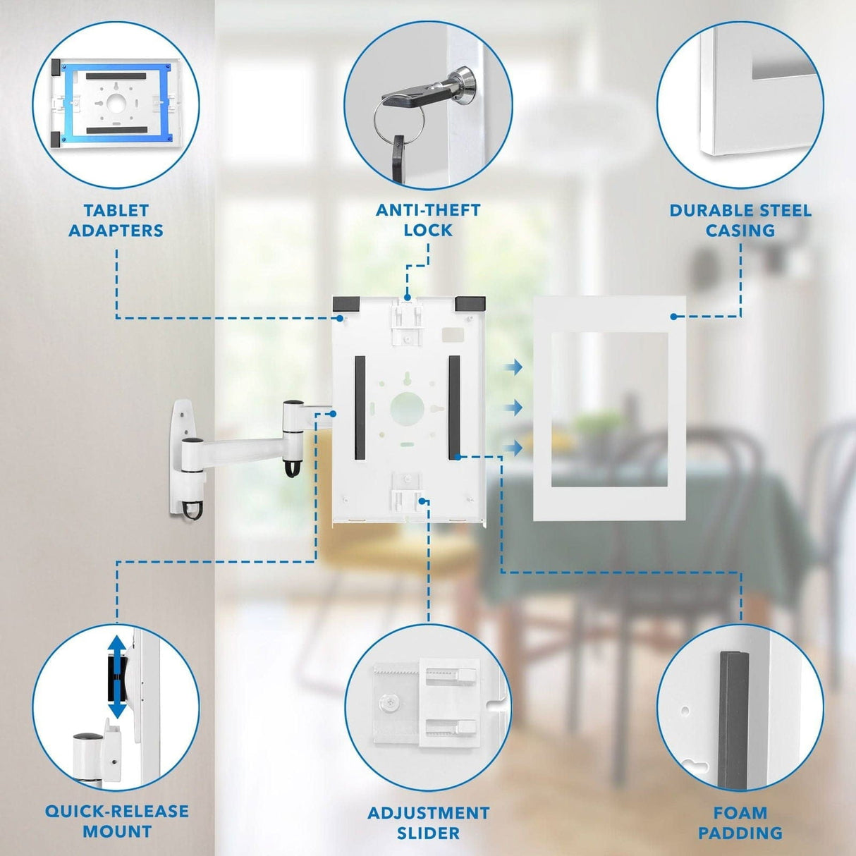 Anti-Theft Tablet Wall Mount with Swing Arm for iPad, iPad Air, iPad Pro Tablet Mount - Anti-Theft Tablet Wall Mount with Swing Arm for iPad, iPad Air, iPad Pro - Mount-It! -