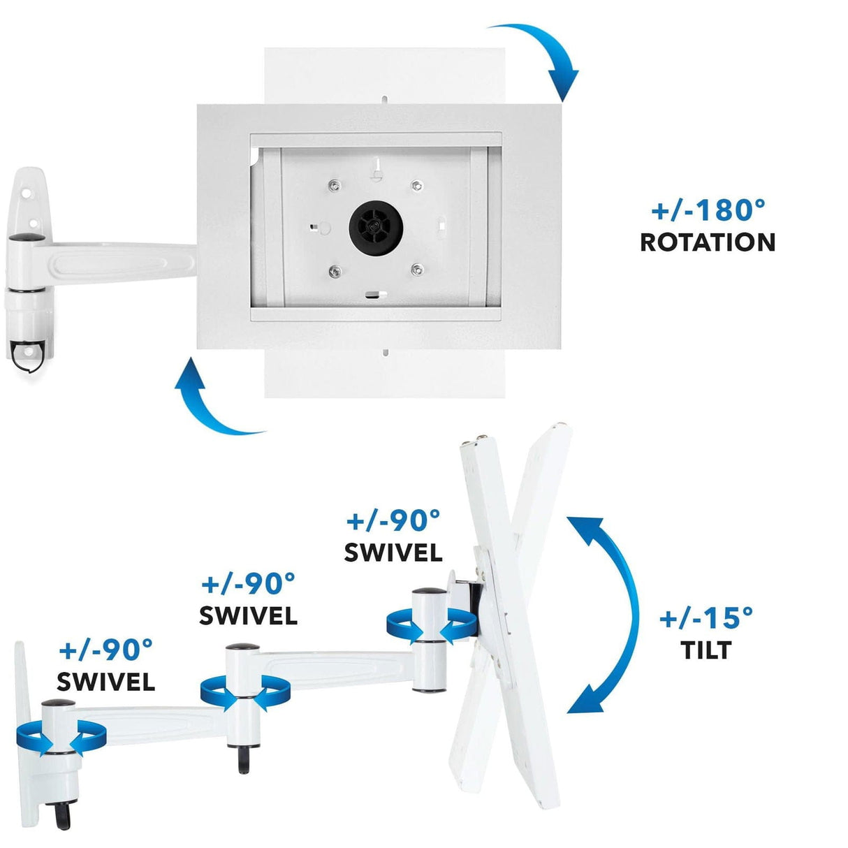 Anti-Theft Tablet Wall Mount with Swing Arm for iPad, iPad Air, iPad Pro Tablet Mount - Anti-Theft Tablet Wall Mount with Swing Arm for iPad, iPad Air, iPad Pro - Mount-It! -