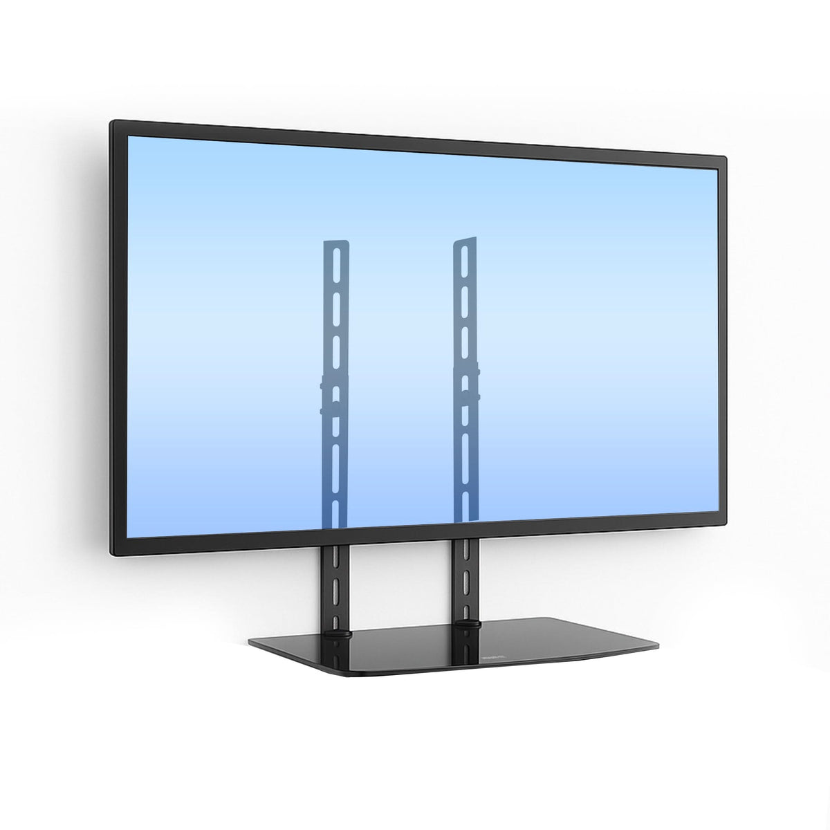Component Shelves - AV Component Shelf For Wall Mounted TV | 1 Tempered Glass Shelf - Mount-It! - MI-8401