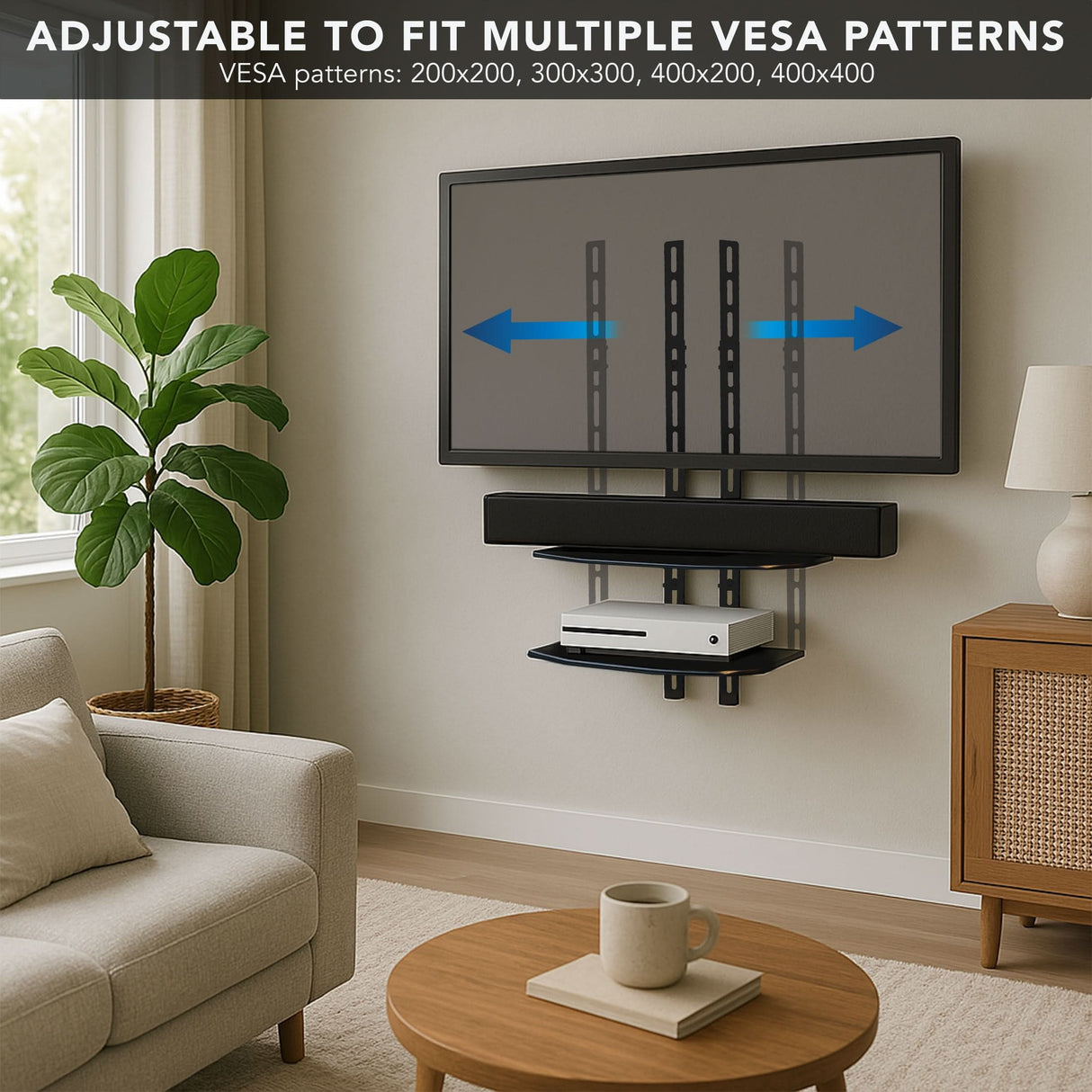 Component Shelves - AV Component Shelf For Wall Mounted TV | 2 Tempered Glass Shelves - Mount-It! - MI-8402