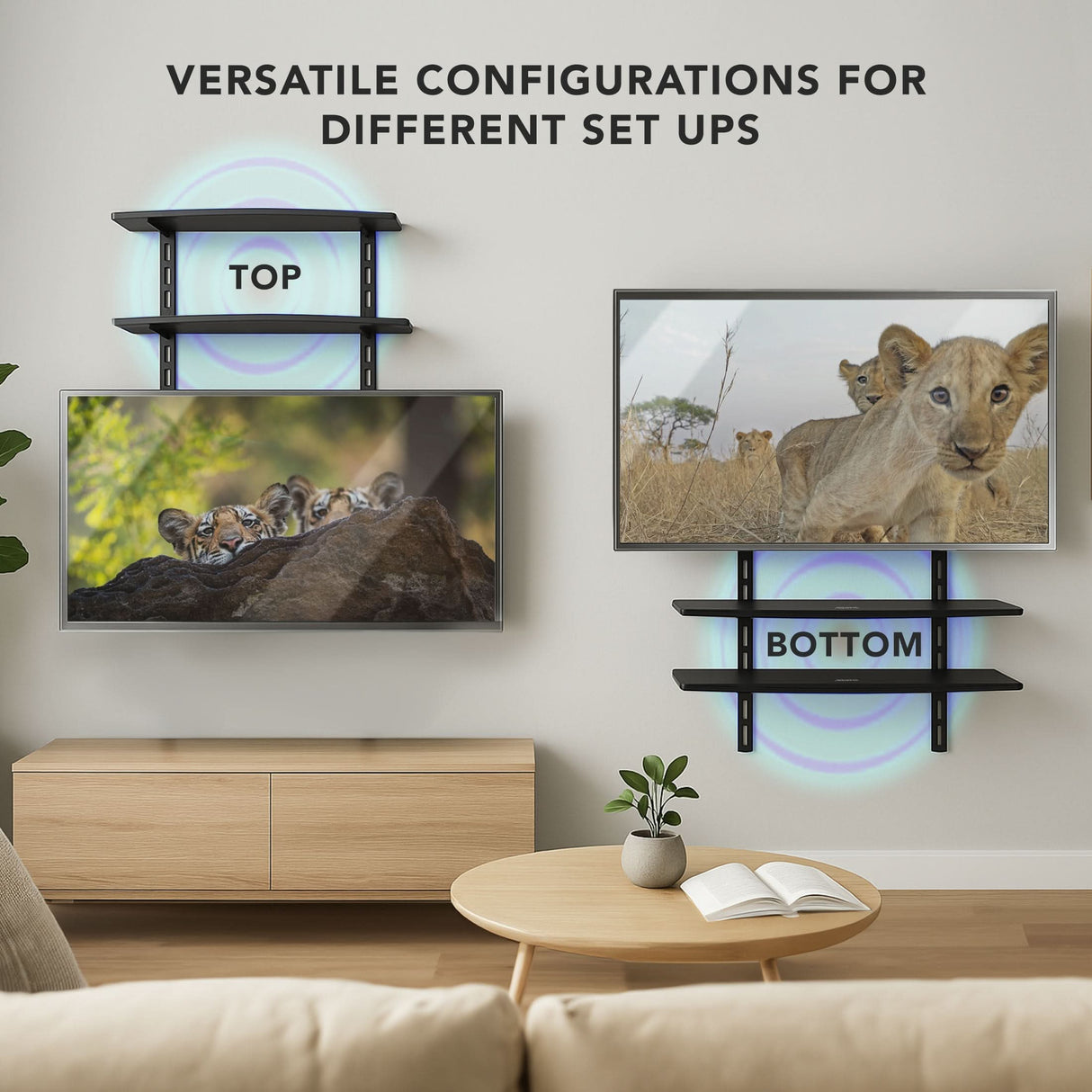 Component Shelves - AV Component Shelf For Wall Mounted TV | 2 Tempered Glass Shelves - Mount-It! - MI-8402