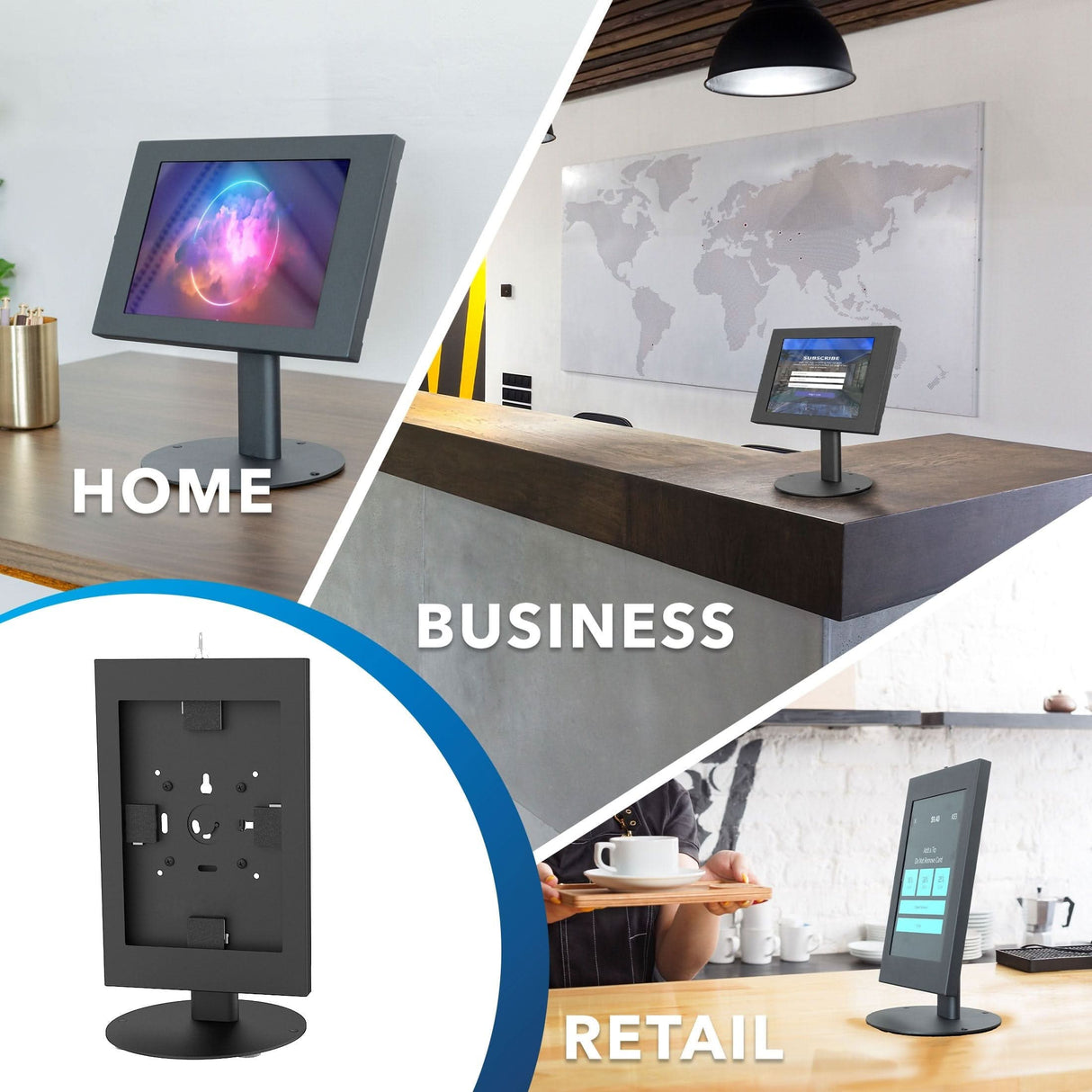 Black Tablet Stand - Anti-Theft Tablet Countertop Stand for Samsung - Mount-It! - MI-3885B