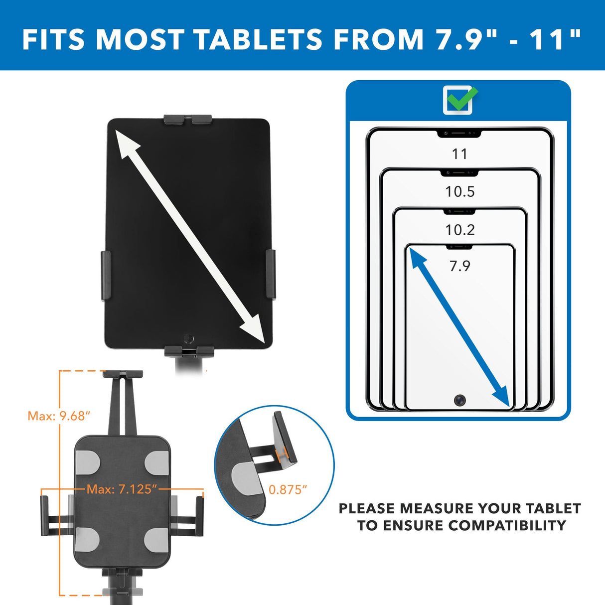 Black Tablet Stand - Anti-Theft Tablet Floor Stand - Mount-It! - MI-3870B