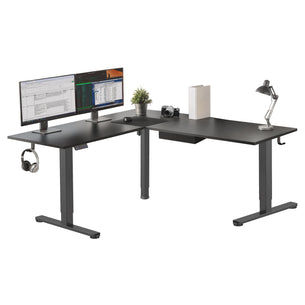 Black / Black Standing Desk - XL Electric Height Adjustable Corner Standing Desk - Mount-It! - MI-15024 Black / Black Standing Desk - XL Electric Height Adjustable Corner Standing Desk - Mount-It! - MI-15024