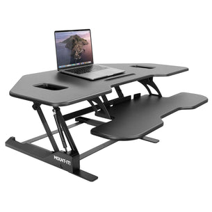 Black Desk Converters - Corner Sit Stand Desk Converter - Mount-It! - MI-7958A Black Desk Converters - Corner Sit Stand Desk Converter - Mount-It! - MI-7958A