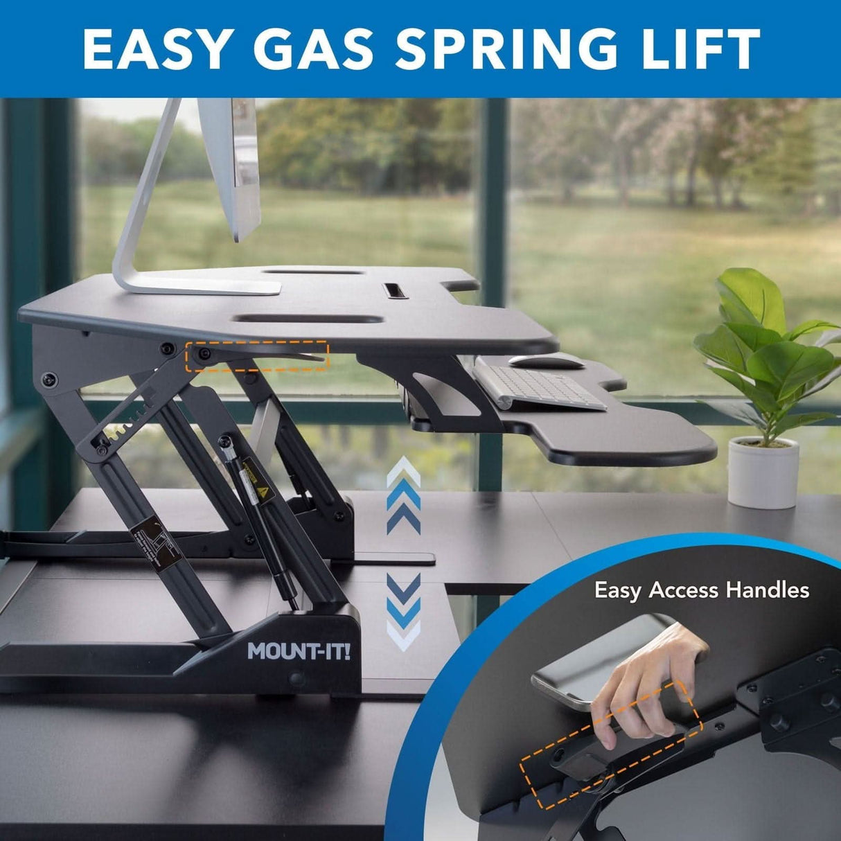Black Desk Converters - Corner Sit Stand Desk Converter - Mount-It! - MI-7958A